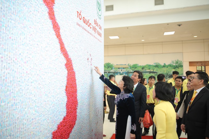 Phó Chủ tịch nước Đặng Thị Ngọc Thịnh tham quan bản đồ ghép ảnh Kỷ lục .