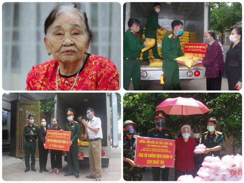 Cụ bà Nguyễn Thị Tửu tham gia ủng hộ các chiến sĩ trong công tác phòng chống dịch Covid - 19 (Ảnh tổng hợp internet)