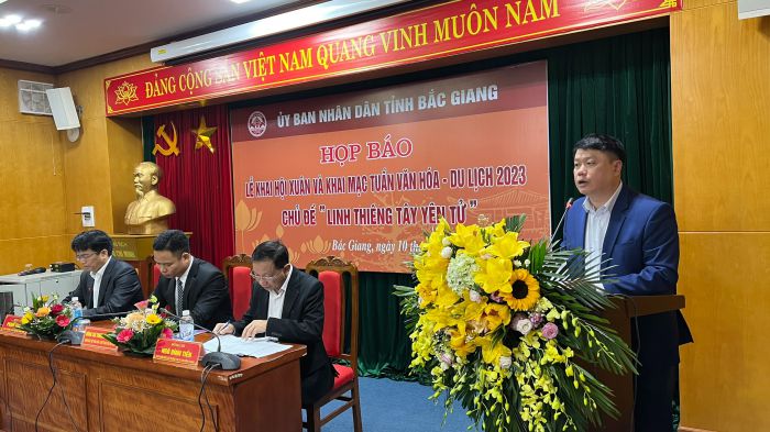 Họp báo công bố khai mạc Tuần Văn hóa – Du lịch 2023 của Bắc Giang (ảnh tổng hợp).