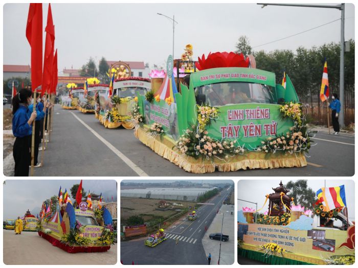 108 xe ô tô được trang trí theo nghi thức Phật giáo tham gia lễ rước.