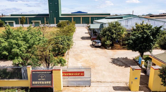 Trụ sở Công ty CP Tập đoàn Quốc tế Mỹ Việt tại Khu Công nghiệp Hòa Phú, xã Hòa Phú, thành phố Buôn Ma Thuột, tỉnh Đắk Lắk.