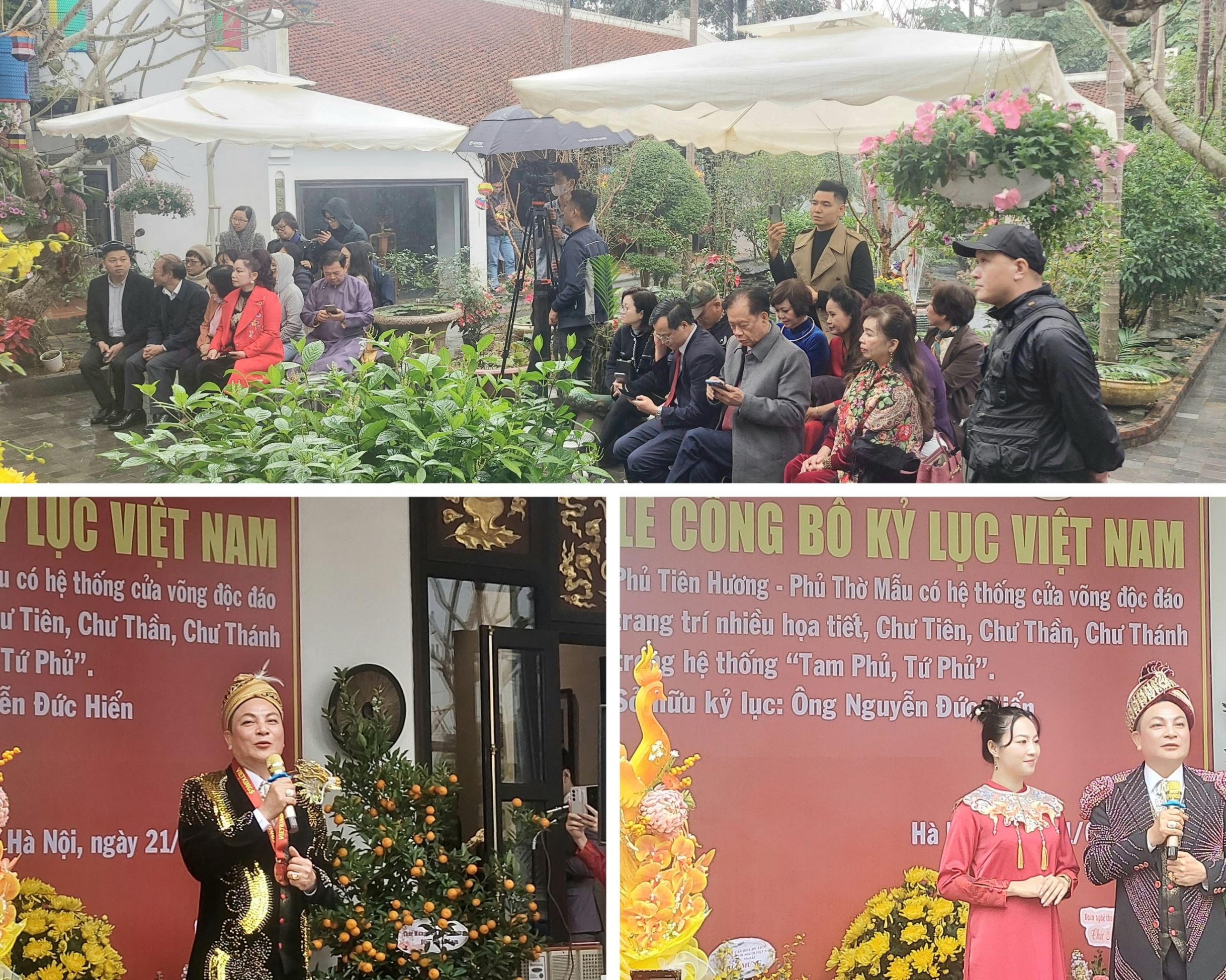 Toàn cảnh buổi trao Kỷ lục Việt Nam đến Đồng thầy, Nghệ nhân Nguyễn Đức Hiển. 