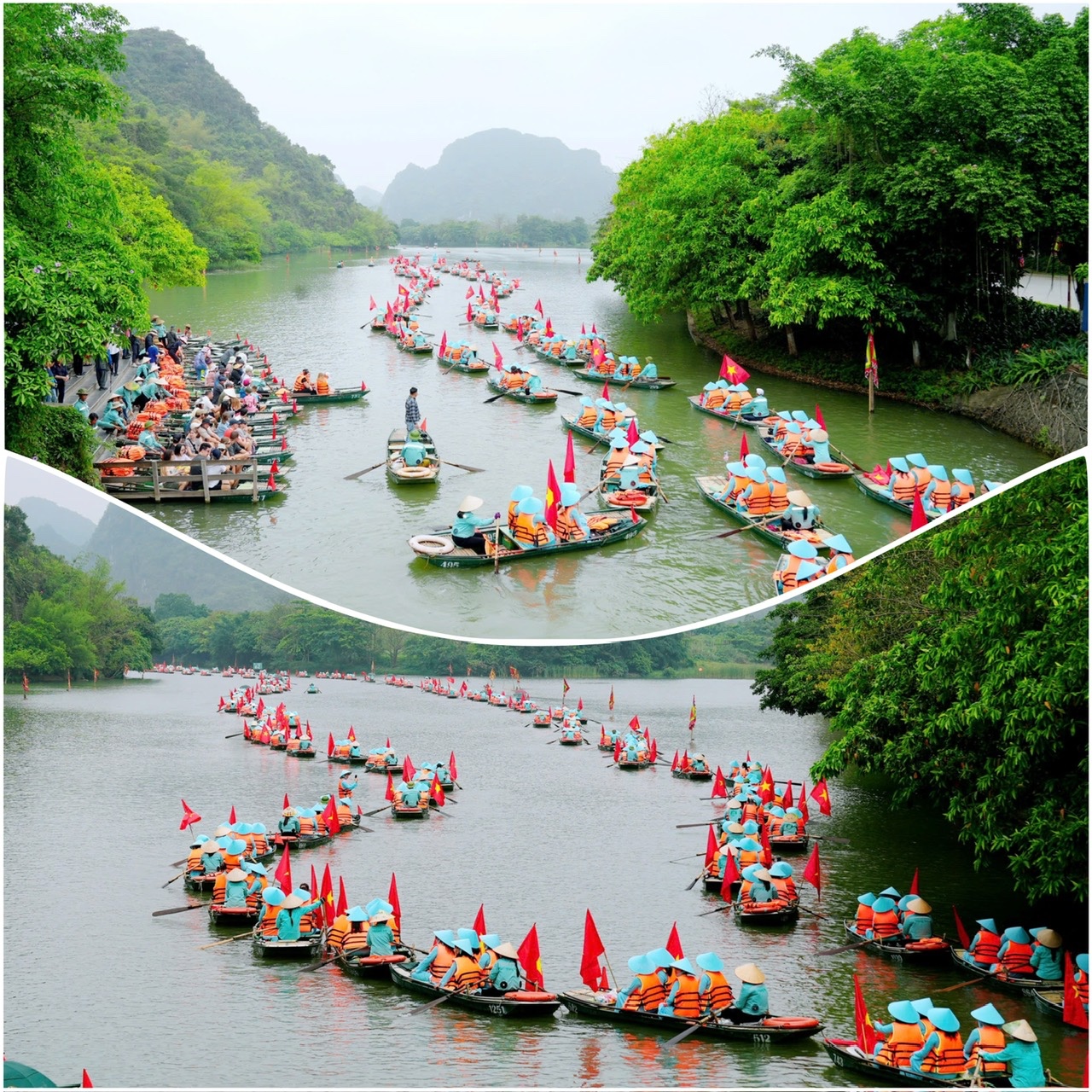 Trang An vốn đã đẹp và hùng vĩ nay lại càng trở nên thơ mộng.
