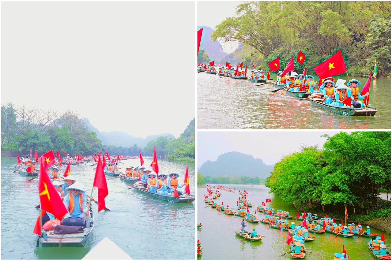 Quãng đường đoàn di chuyển là 15km và lần lượt đi qua 3 hang động vô cùng đẹp.