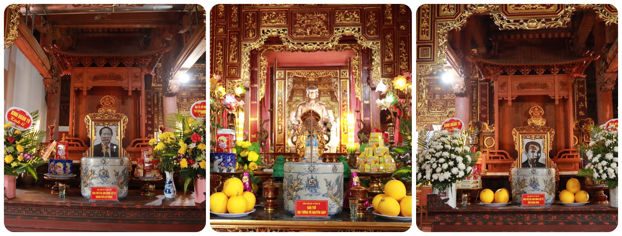 Nhà thờ thứ hai: Ban giữa thờ Đại tướng Võ Nguyên Giáp (tượng đồng nặng 1030kg); bên phải bàn thờ biểu tượng đền liệt sĩ tỉnh Quảng Ninh; ban thờ biểu tượng liệt sĩ tỉnh Thái Bình; ban thờ biểu tượng liệt sĩ tỉnh Hải Dương; ban thờ biểu tượng thành phố Hải Phòng; ban thờ liệt sĩ tỉnh Hưng Yên.