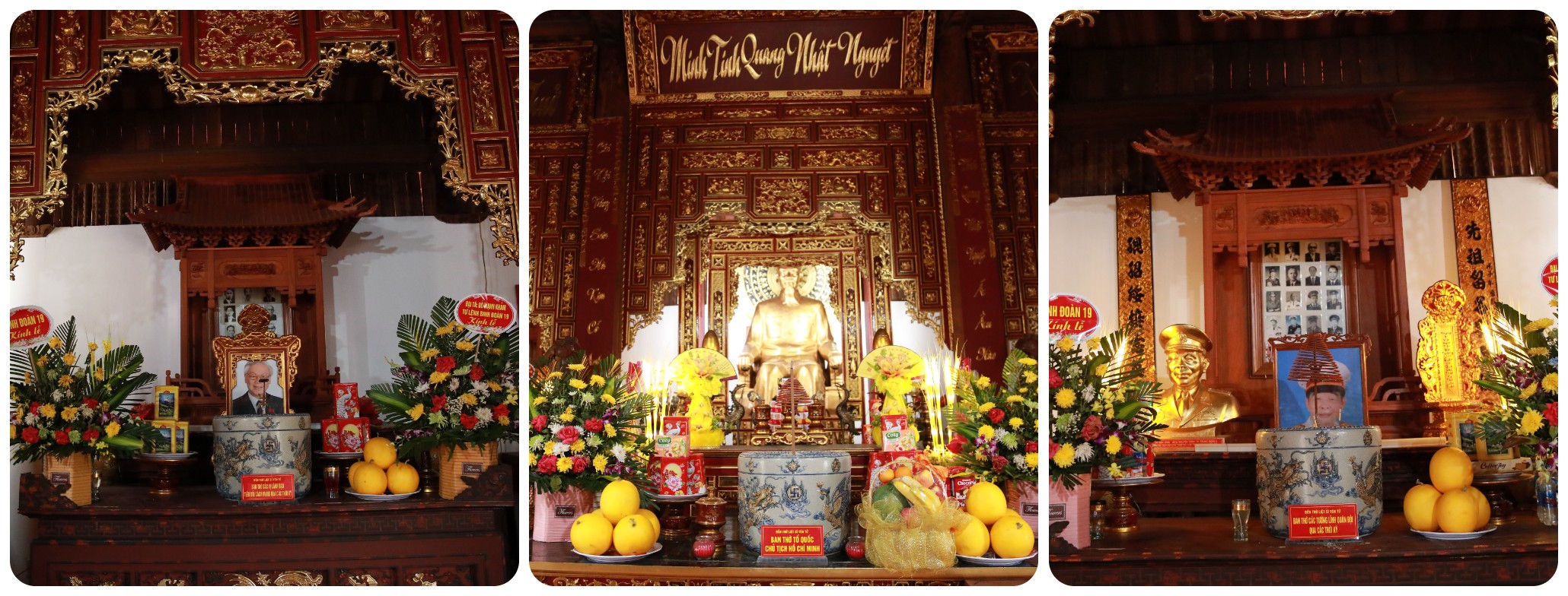 Nhà thờ thứ ba: Ban giữa thờ Chủ tịch Hồ Chí Minh (tượng đồng nặng 1069kg); ban thờ bên phải thờ các đồng chí Tổng Bí thư Đảng Cộng sản Việt Nam qua các thời kỳ, ban thờ thần linh chúa đất, ban thờ các chân linh có công với đất nước, ban thờ bên trái thờ các đồng chí Chủ tịch nước, Phó chủ tịch nước, Thủ tướng Chính phủ qua các thời kỳ; tiếp theo là ban thờ Đại tá Lê Ban, nguyên Chính ủy Trung đoàn 5.